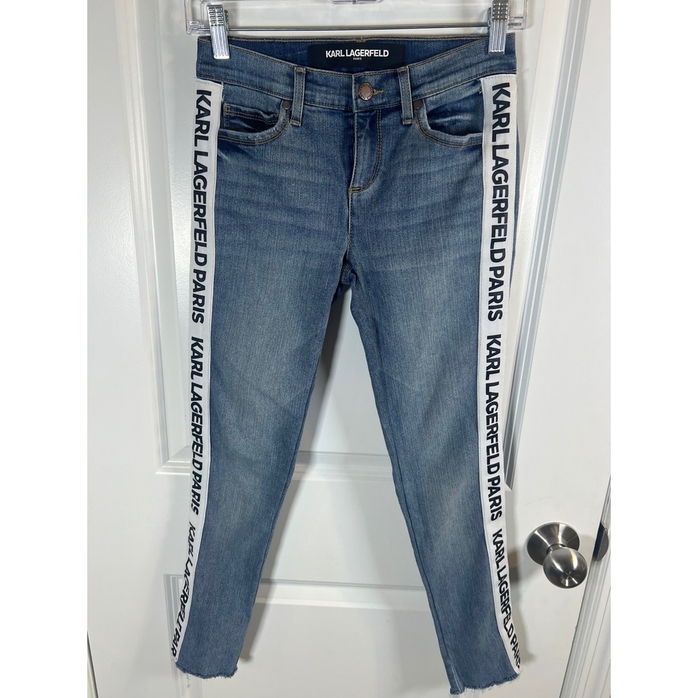 Karl Lagerfeld Paris Womens Jeans‎ Logo Side Tape Blue Size 0